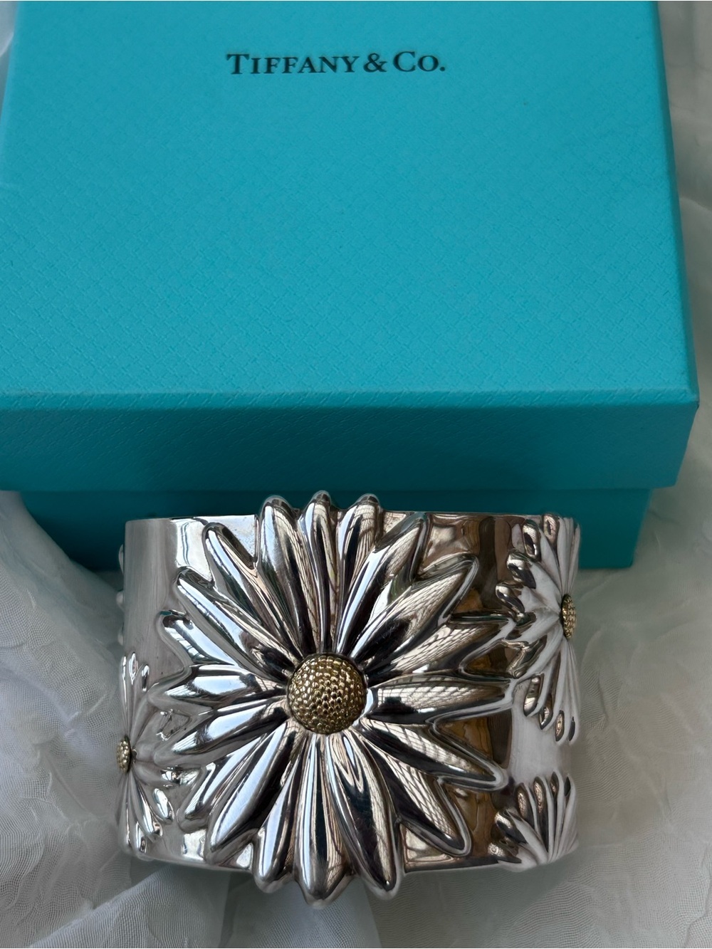 Tiffany & Co. 925 and 750 Daisy Cuff Bracelet